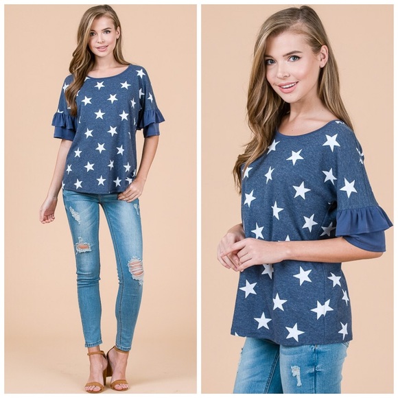 LAST 1! Blue 💕! Ruffle Star Top! - Picture 3 of 7